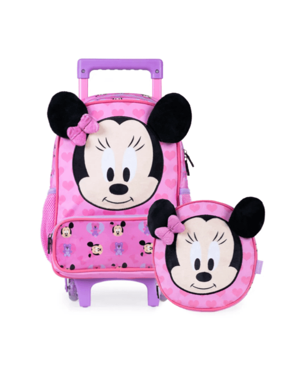 Kit Mochila Escolar Minnie Baby com Rodinhas + Lancheira