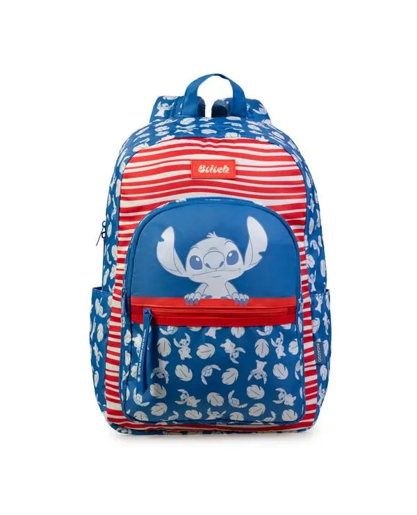 Kit Mochila e Necessaire Feminina Stitch Happiness Azul