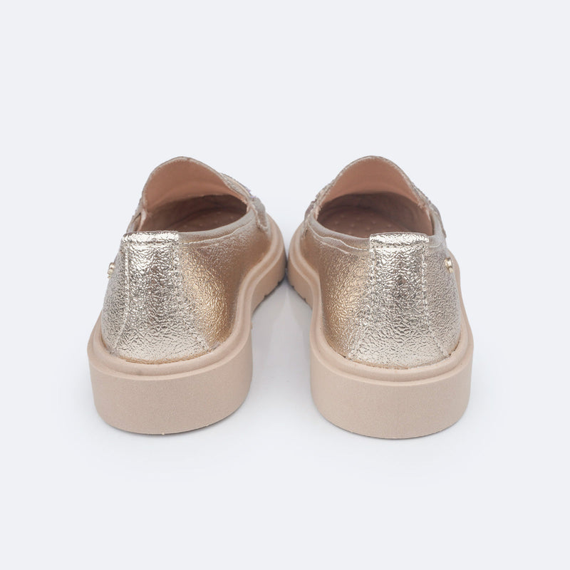 Sapato Infantil Pampili Tifany Mocassim Manta de Strass Dourado