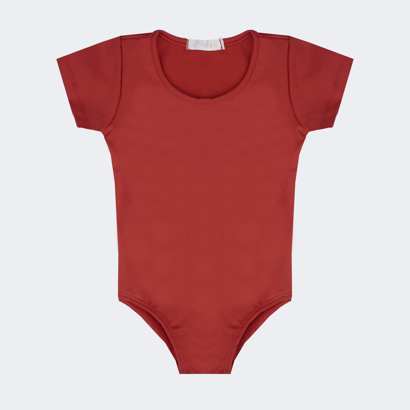 Maiô Collant Infantil Pampili  Manga Curta Vermelho