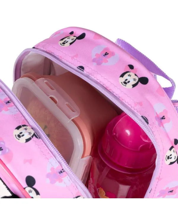 Kit Mochila Escolar Minnie Baby com Rodinhas + Lancheira