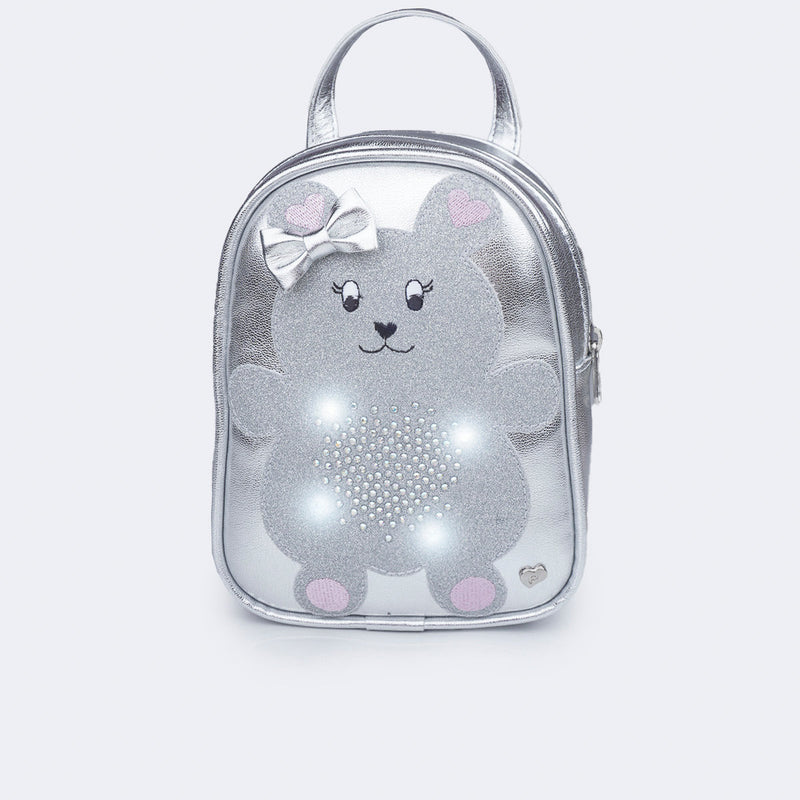 Mochila Infantil Pampili Ursinha Prata