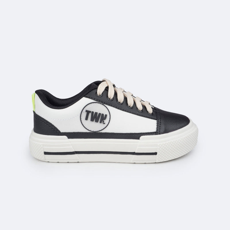 Tênis Feminino TWN Space Recortes Preto e Branco