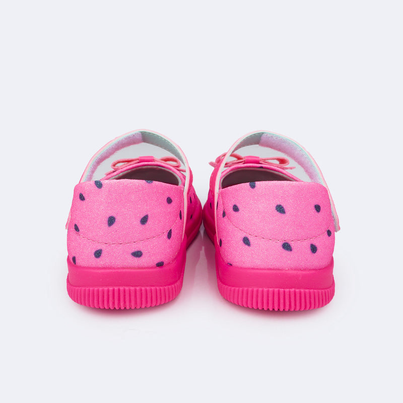 Tênis Infantil Pampili Pom Pom Mary Jane Melancia Pink Fluor