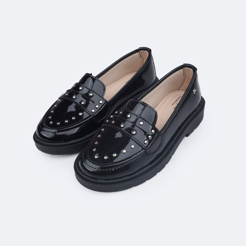 Sapato Infantil Pampili Tifany Mocassim Tachas Preto