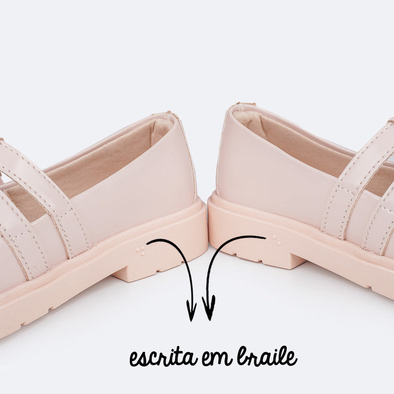 Sapato Infantil Pampili Tifany Mocassim Tira Dupla e Fivelas Rosa