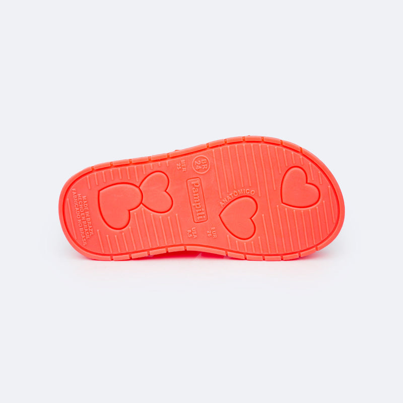 Sandália Papete Infantil Pampili Petit Velcro Triplo Coral Start