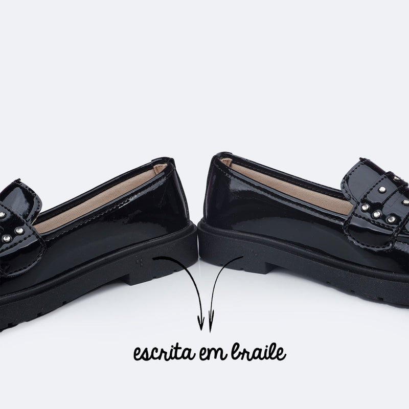 Sapato Infantil Pampili Tifany Mocassim Tachas Preto