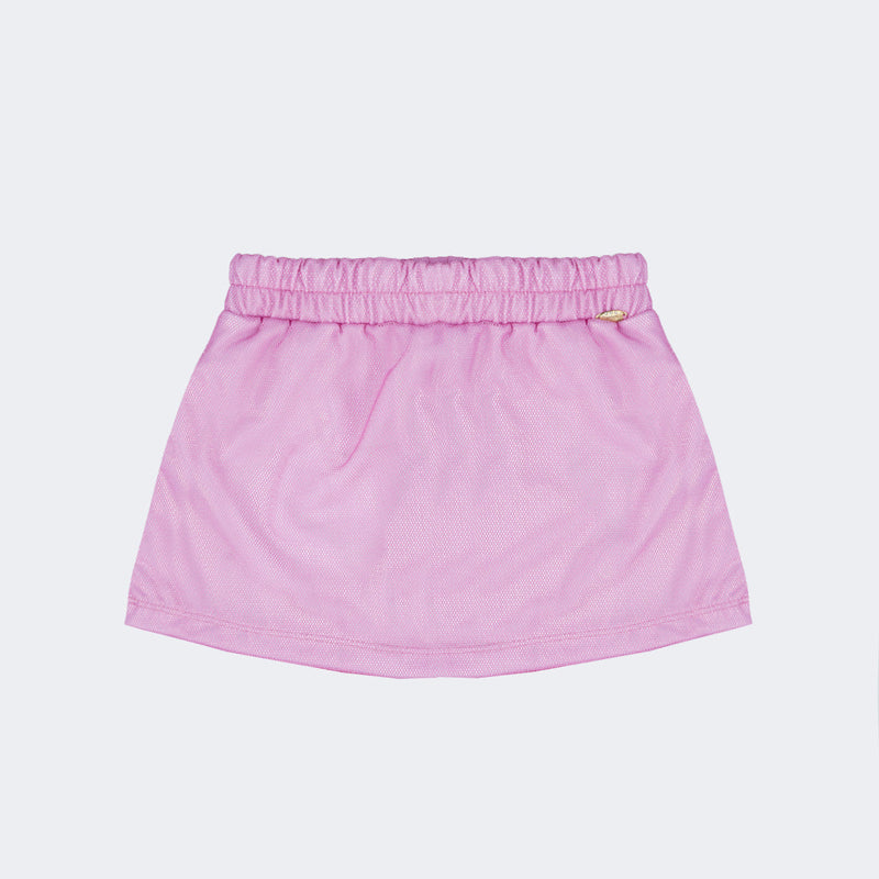 Short Saia Infantil Pampili em Tule Rosa Neon Luz