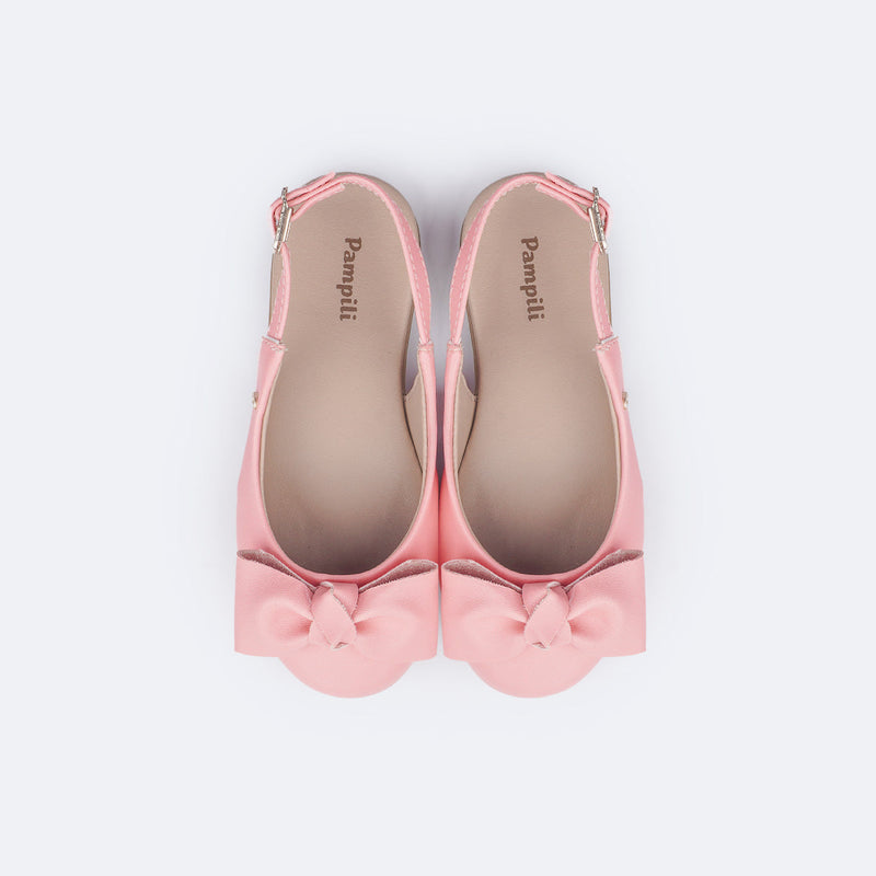 Sapatilha Slingback Pampili Bailarina Laço Pêssego