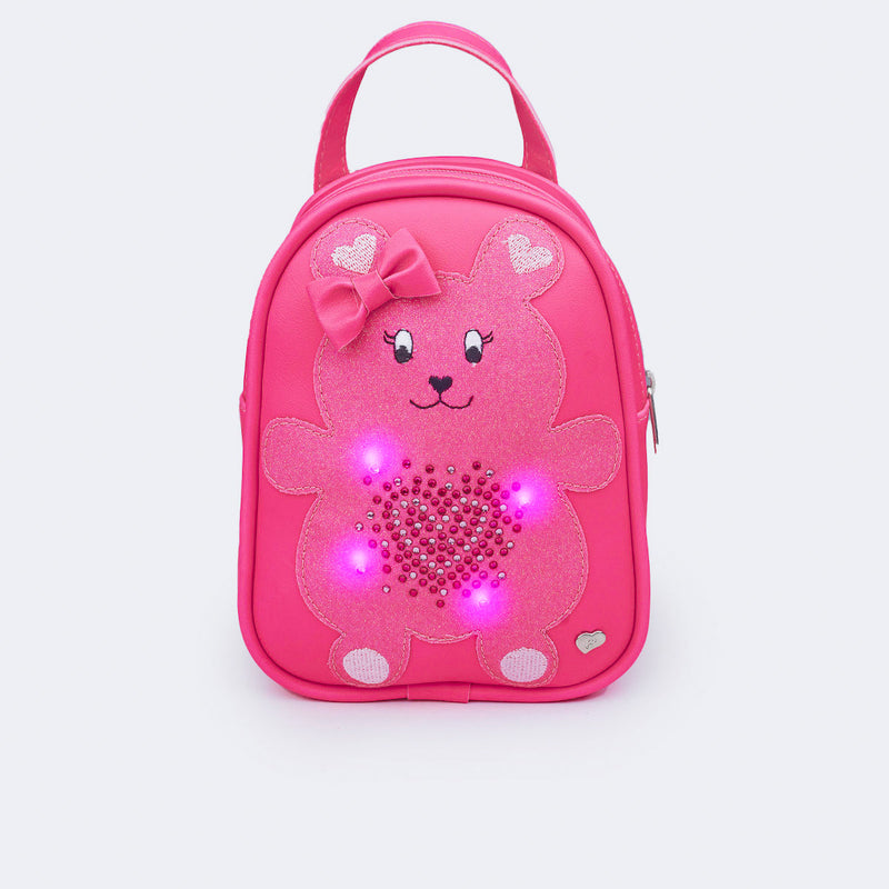 Mochila Infantil Pampili Ursinha Pink Fluor