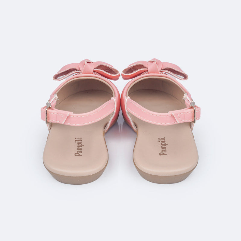 Sapatilha Slingback Pampili Bailarina Laço Pêssego