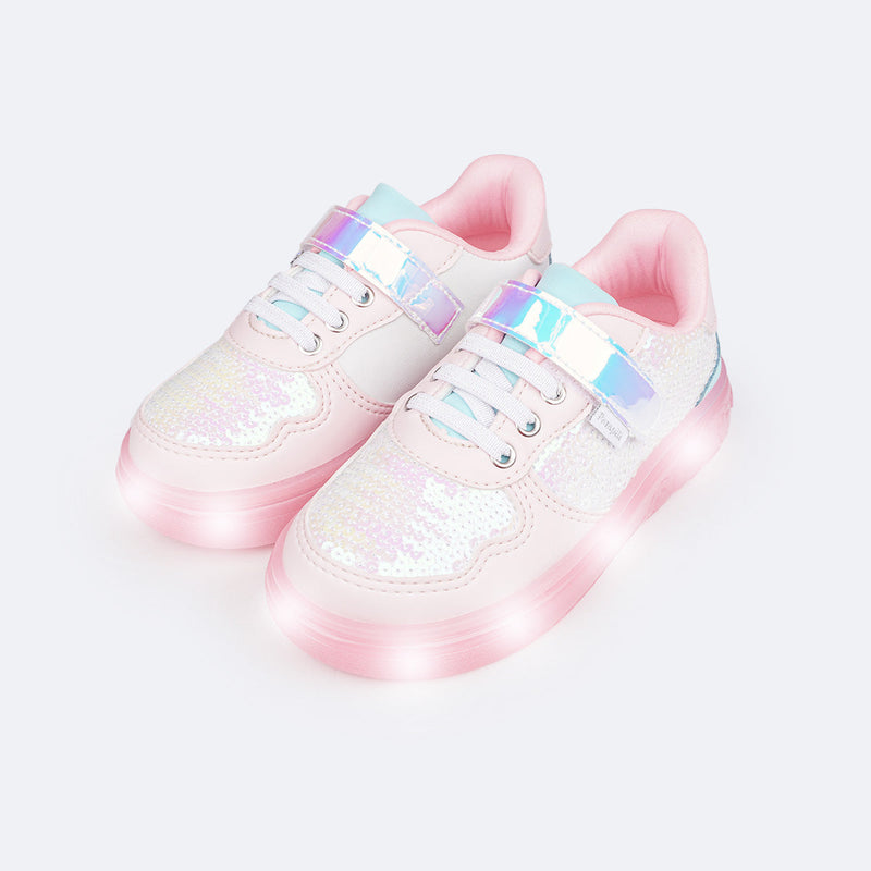 Tênis de Led Infantil Pampili Sneaker Luz Paetê Colorido