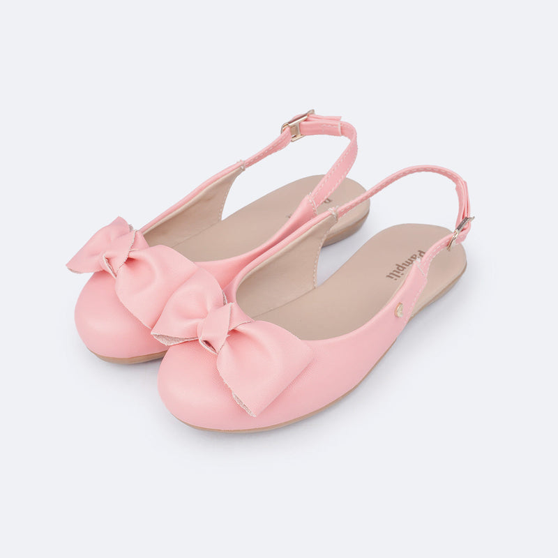 Sapatilha Slingback Pampili Bailarina Laço Pêssego