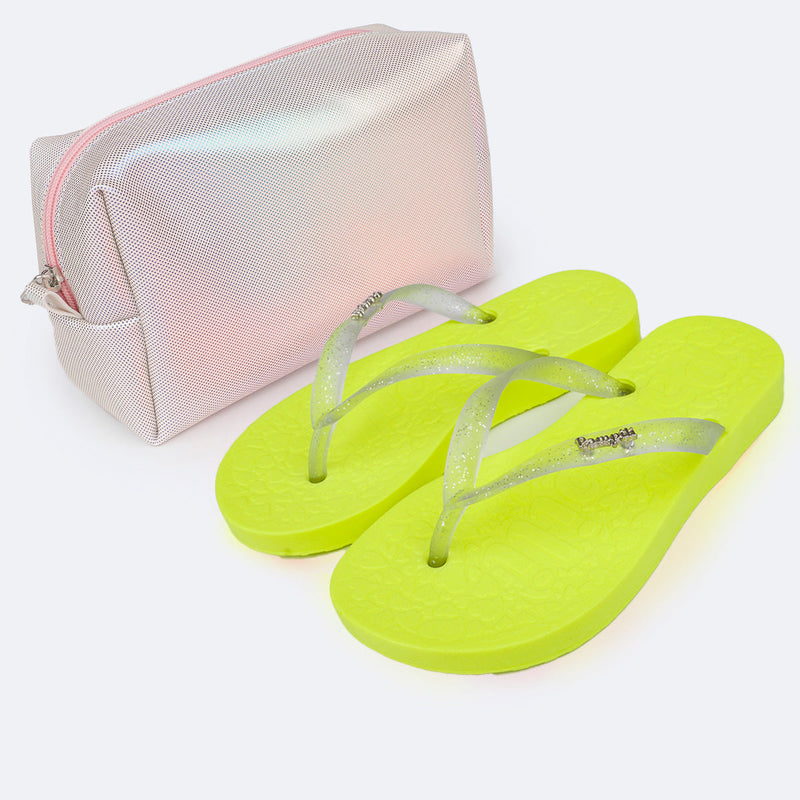 Chinelo Infantil Pampili Love Amarelo Neon - Vem com necessaire!