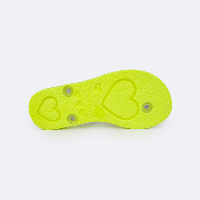 Chinelo Infantil Pampili Love Amarelo Neon - Vem com necessaire!