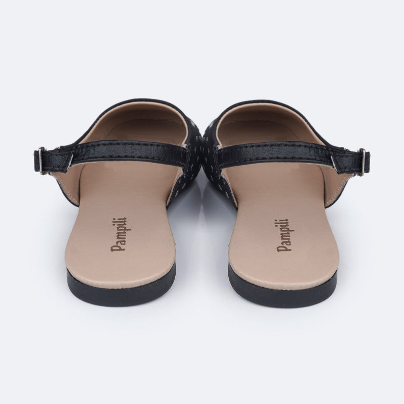 Sapatilha Slingback Pampili Ballet Tachas Preta