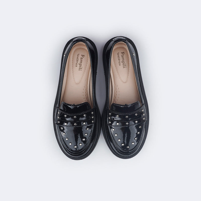 Sapato Infantil Pampili Tifany Mocassim Tachas Preto