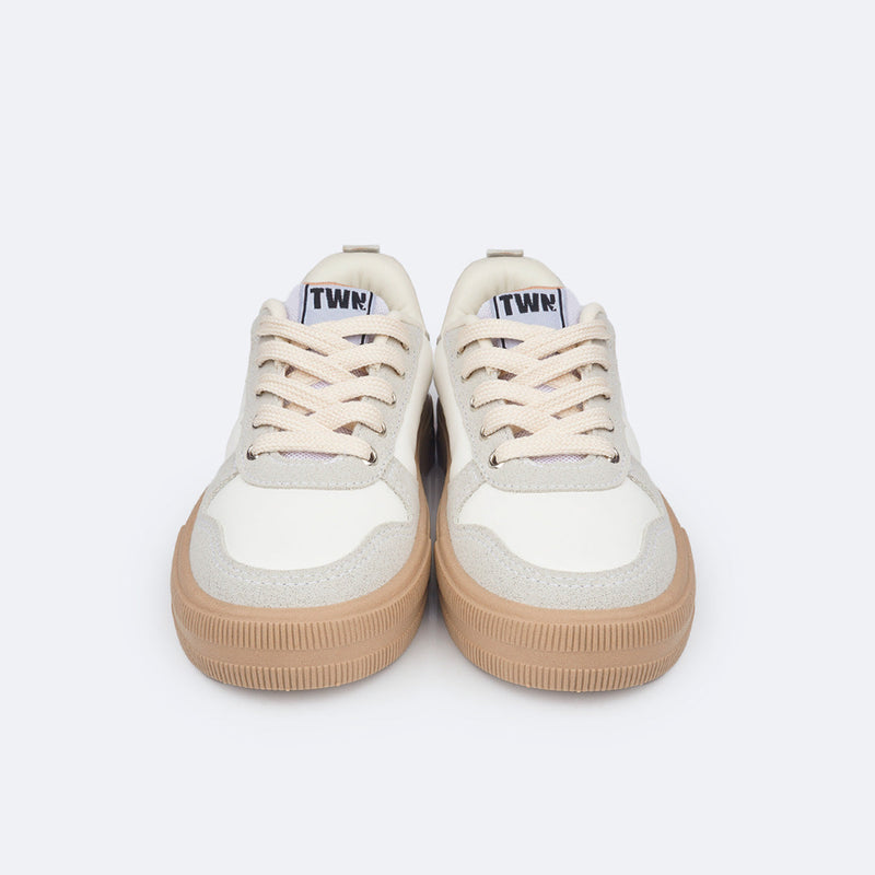 Tênis Feminino TWN 24 Bordado Branco e Nude