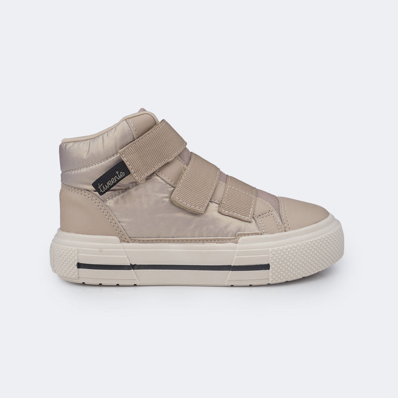 Tênis Cano Médio Feminino Tweenie Space Matelassê Comfy Bege