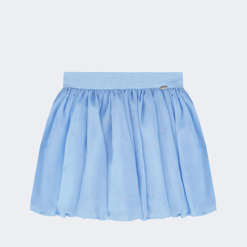 Saia Infantil Rodada com Strass Azul Claro