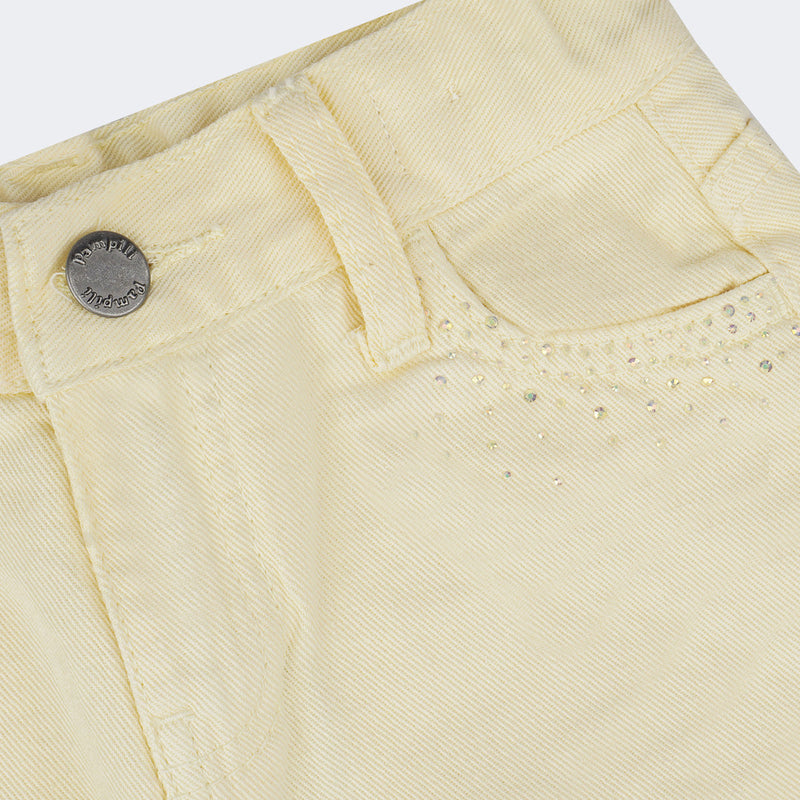 Short Jeans Infantil Pampili com Strass Manteiga