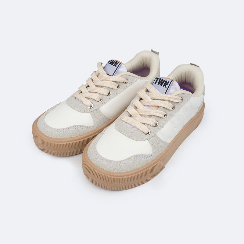 Tênis Feminino TWN 24 Bordado Branco e Nude