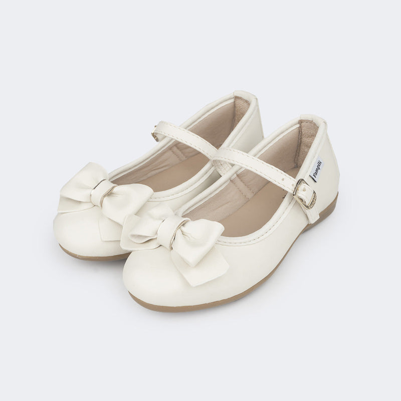 Sapatilha Infantil Pampili Mini Mariah Laço Off White