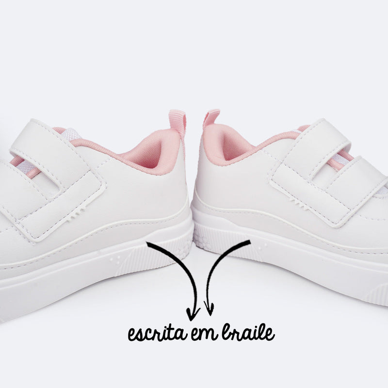 Tênis Infantil Feminino Pampili Yumi Velcro Duplo Branco