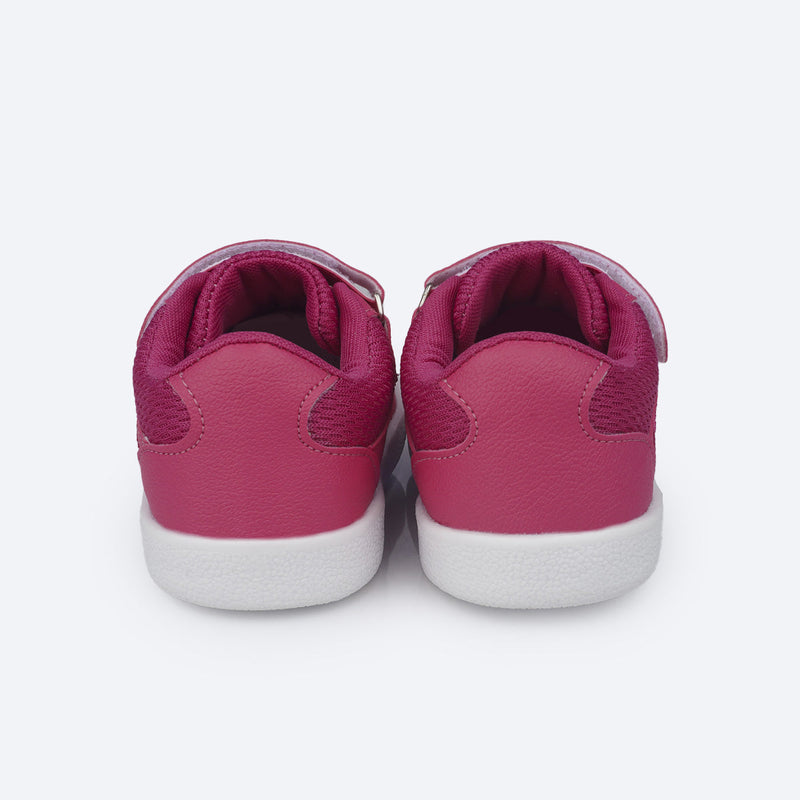 Tênis Escolar Infantil Pampili Slim Mini Joy Corações Bordados Pink