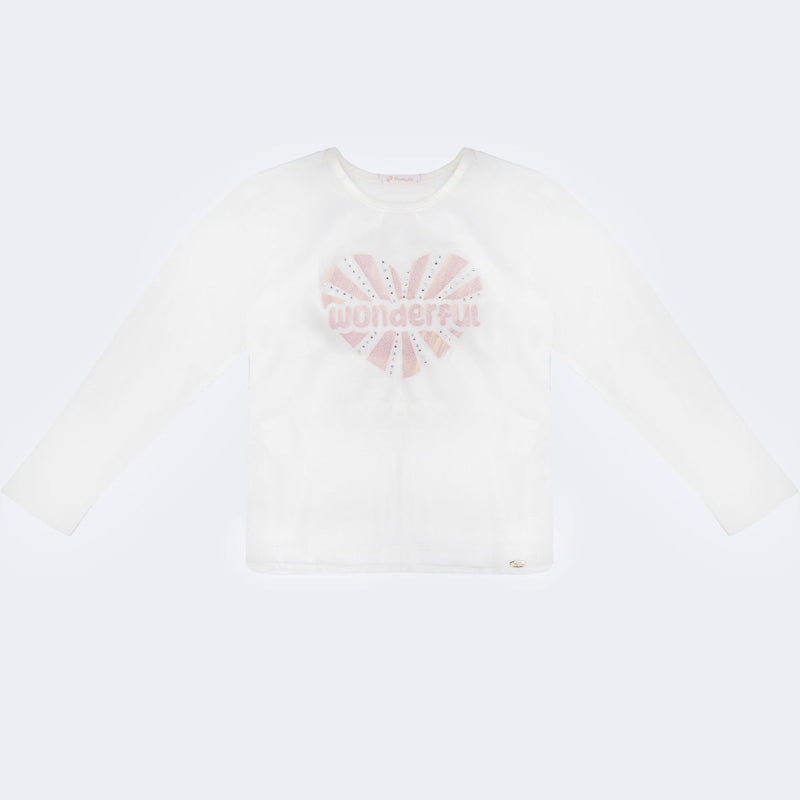 Camiseta Manga Longa Infantil Pampili Wonderful Off White