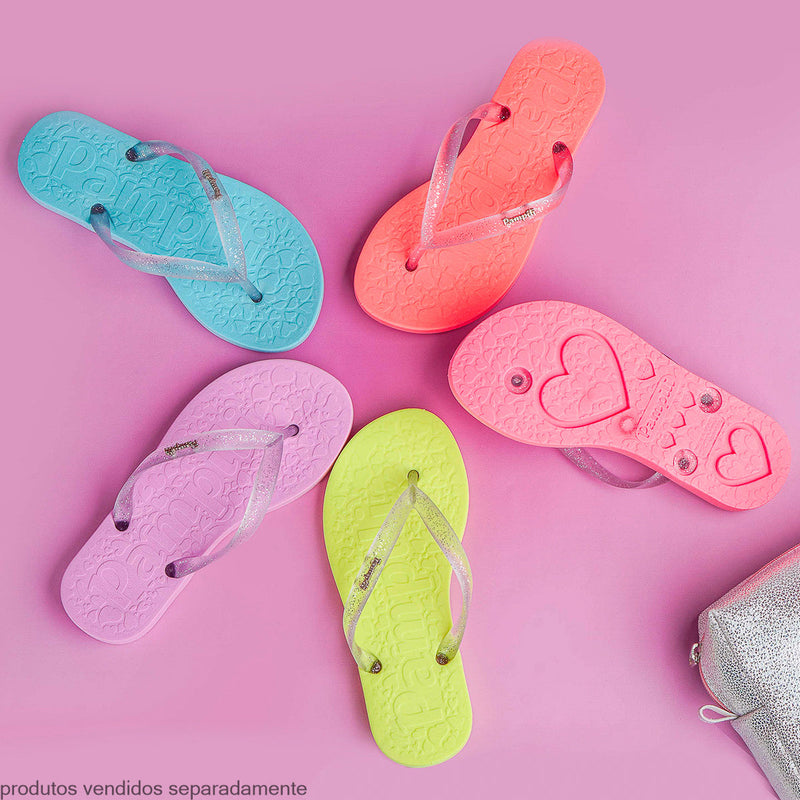 Chinelo Infantil Pampili Love Amarelo Neon - Vem com necessaire!