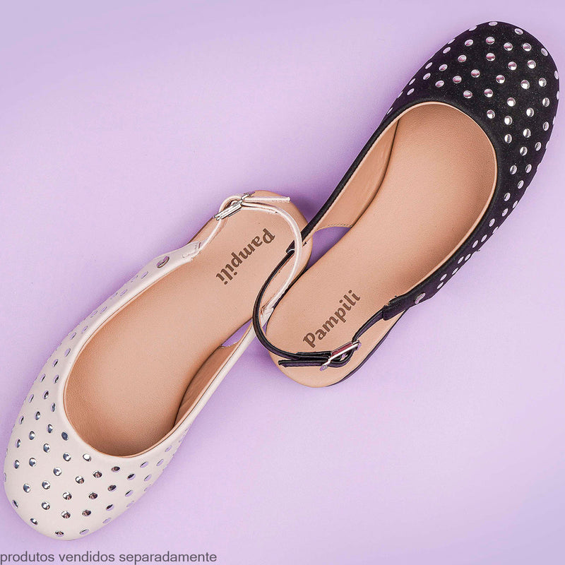 Sapatilha Slingback Pampili Ballet Tachas Preta