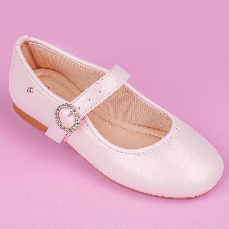 Sapatilha Infantil Pampili Ballet Fivela com Strass Rosa Suspiro