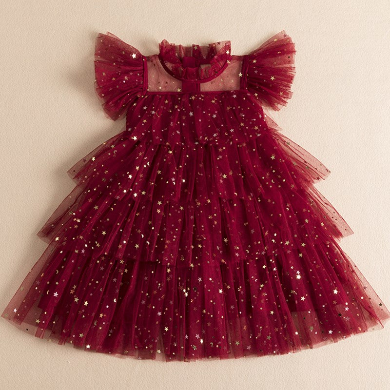 Vestido infantil tule camadas