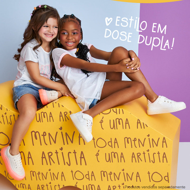 Tênis Infantil Pampili Jelly Matelassê Comfy Nude e Pêssego