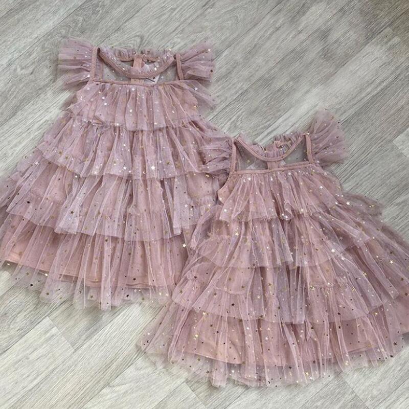 Vestido infantil tule camadas