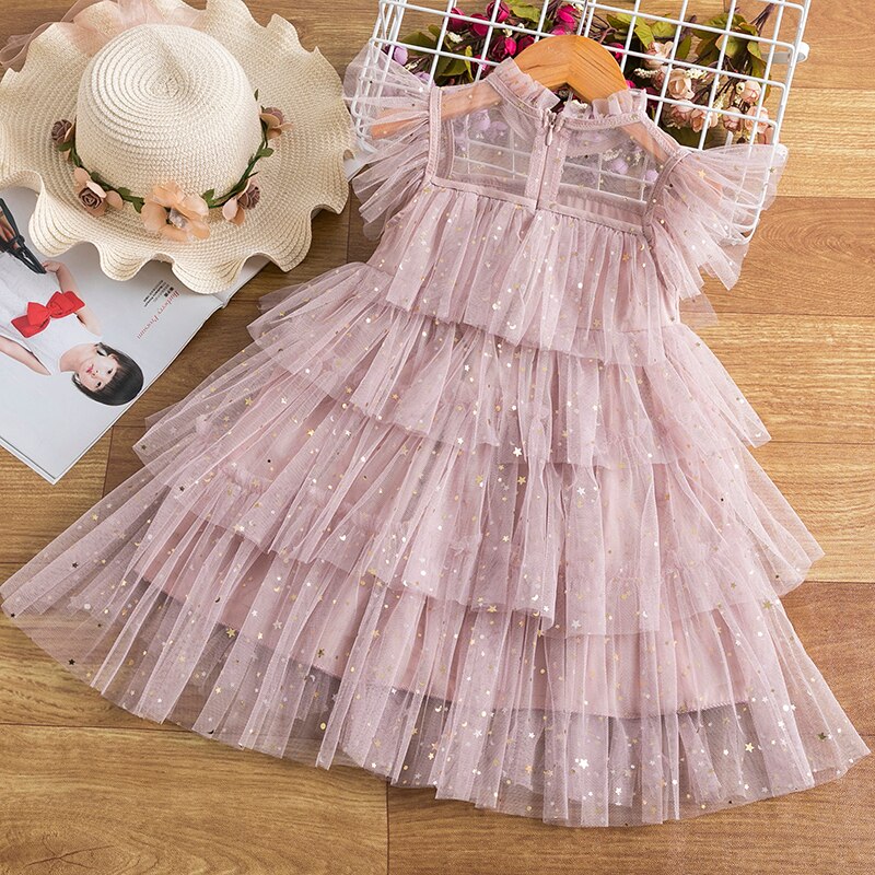 Vestido infantil tule camadas