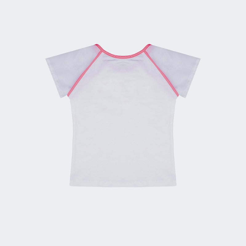 Camiseta Infantil Pampili Fly Branca Pink Neon