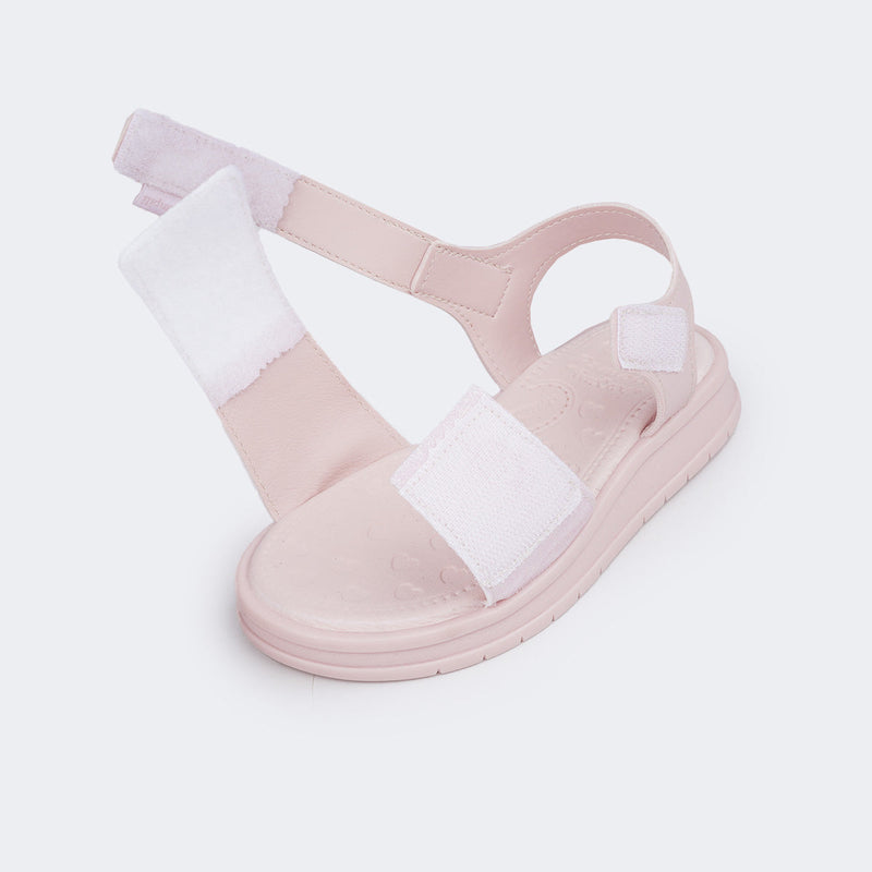 Sandália Papete Infantil Pampili Petit Glitter e Strass Rosa Glace