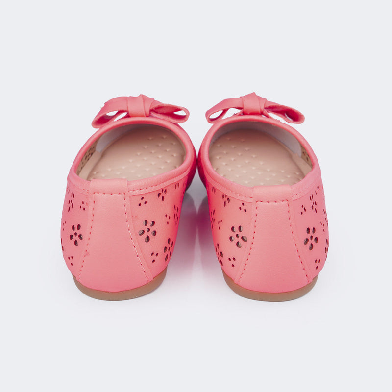 Sapatilha Infantil Pampili Super Fofura Floral com Laço Coral