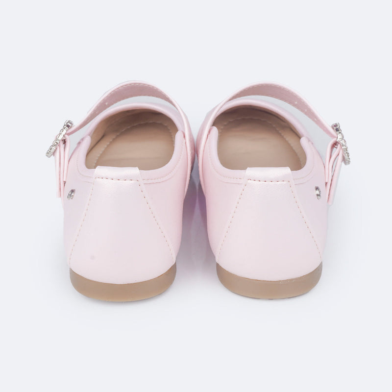 Sapatilha Infantil Pampili Ballet Fivela com Strass Rosa Suspiro