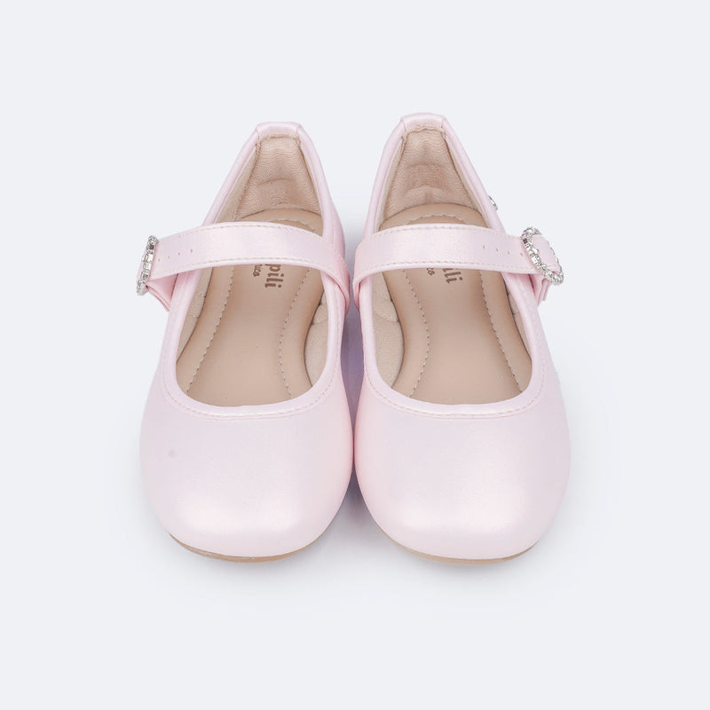 Sapatilha Infantil Pampili Ballet Fivela com Strass Rosa Suspiro