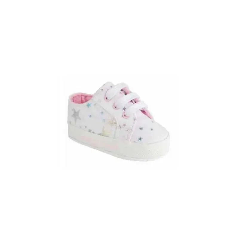 Baby Deer - Baby Twill Twill Metallic Star, White