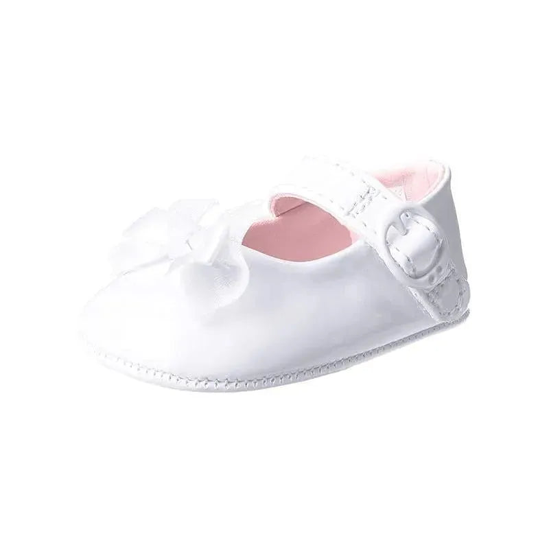 Baby Deer - Sapatos elegantes para menina com pé-de-gato com laço extravagante, branco