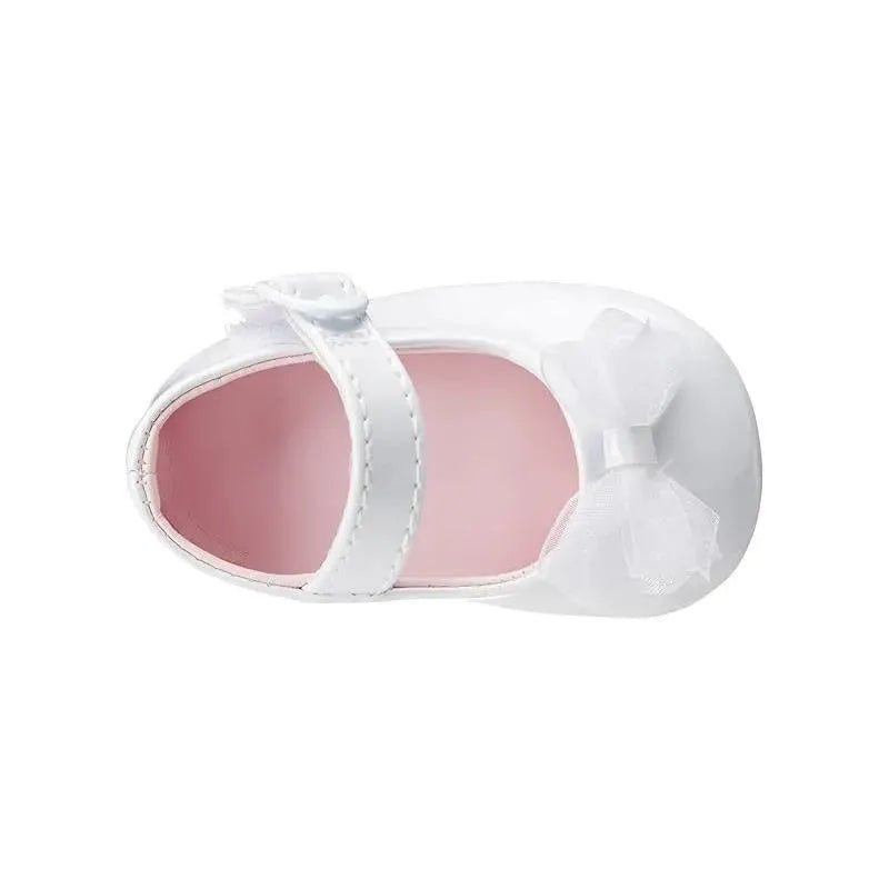 Baby Deer - Sapatos elegantes para menina com pé-de-gato com laço extravagante, branco