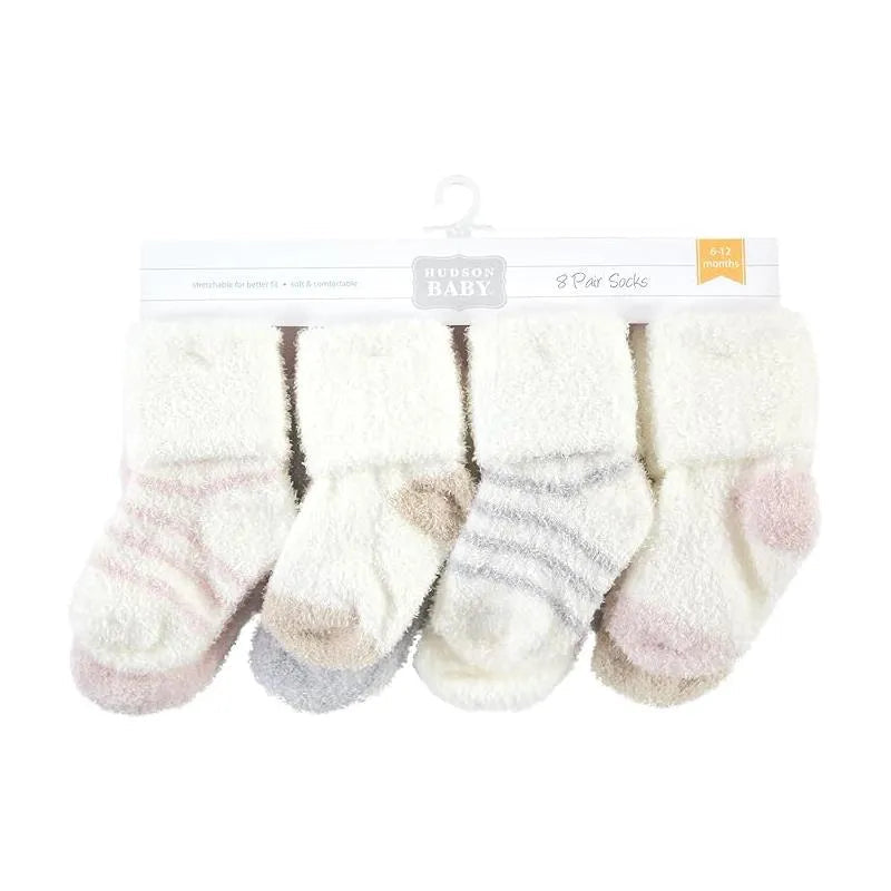 Baby Vision - Chenille Socks 8Pk, Pink Neutral Stripe - Large