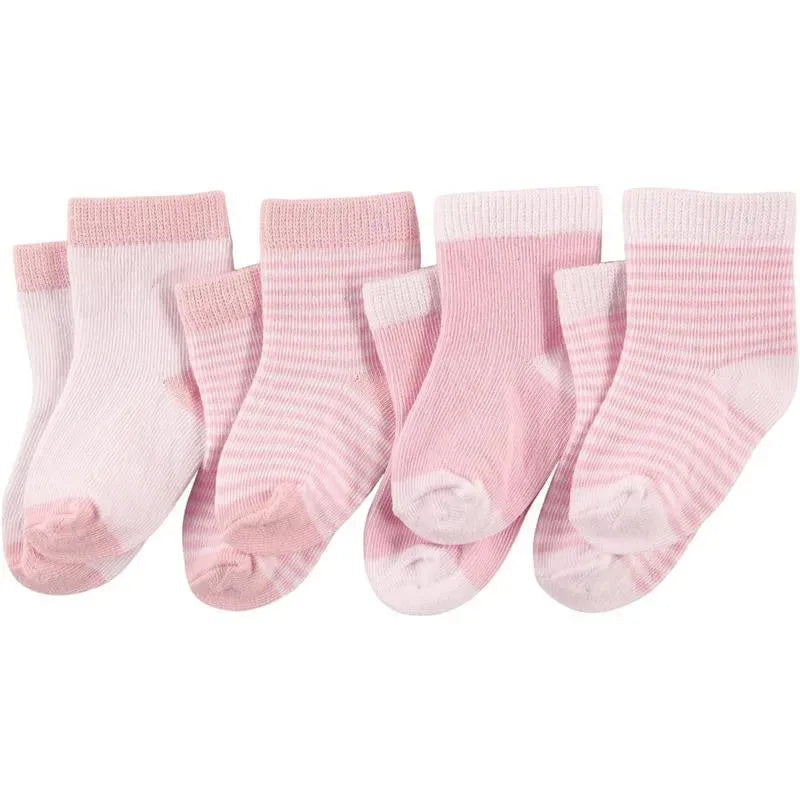 Baby Vision - Conjunto de meias para bebês Luvable Friends, 12-24 meses, rosa claro branco, 4 unidades