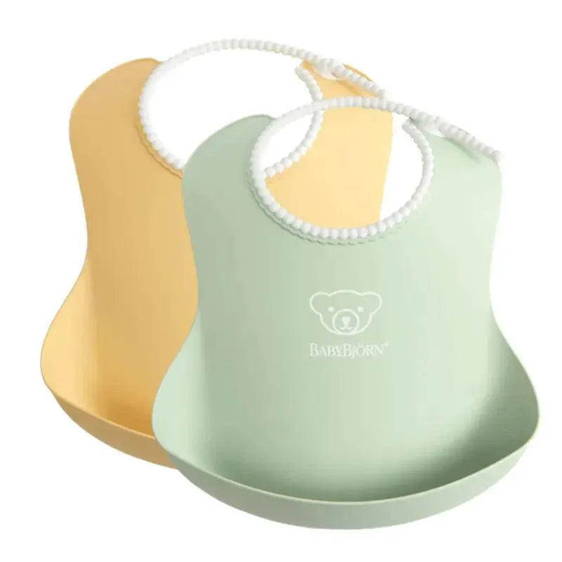 Babybjorn - 2 unidades de babador para bebê em pó amarelo/verde pó