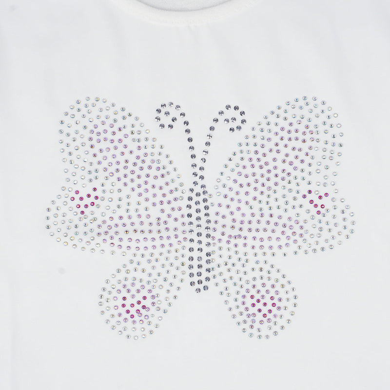 Camiseta Infantil Pampili  Borboleta com Strass Off White